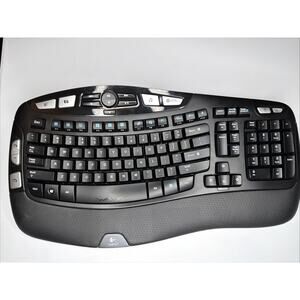 Logitech K350 Wave Keyboard Black NO USB Receiver Dongle TESTED WORKING CLEAN